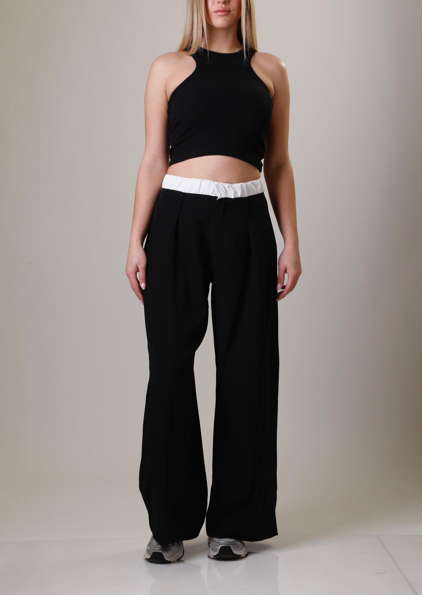 Contrast Double-Waist Trousers