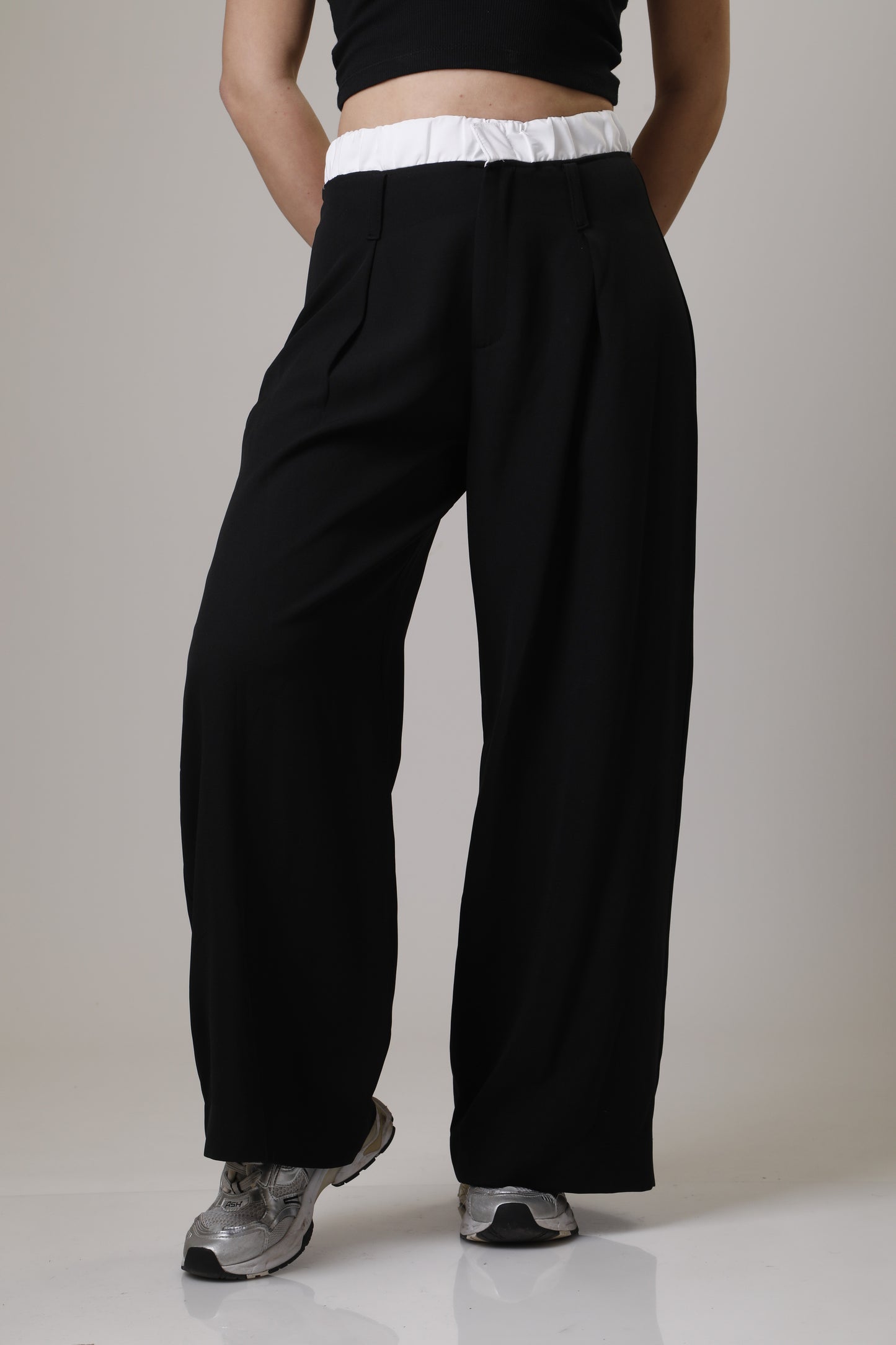 Contrast Double-Waist Trousers