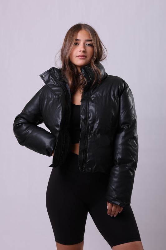 Puffer Leather Jacket