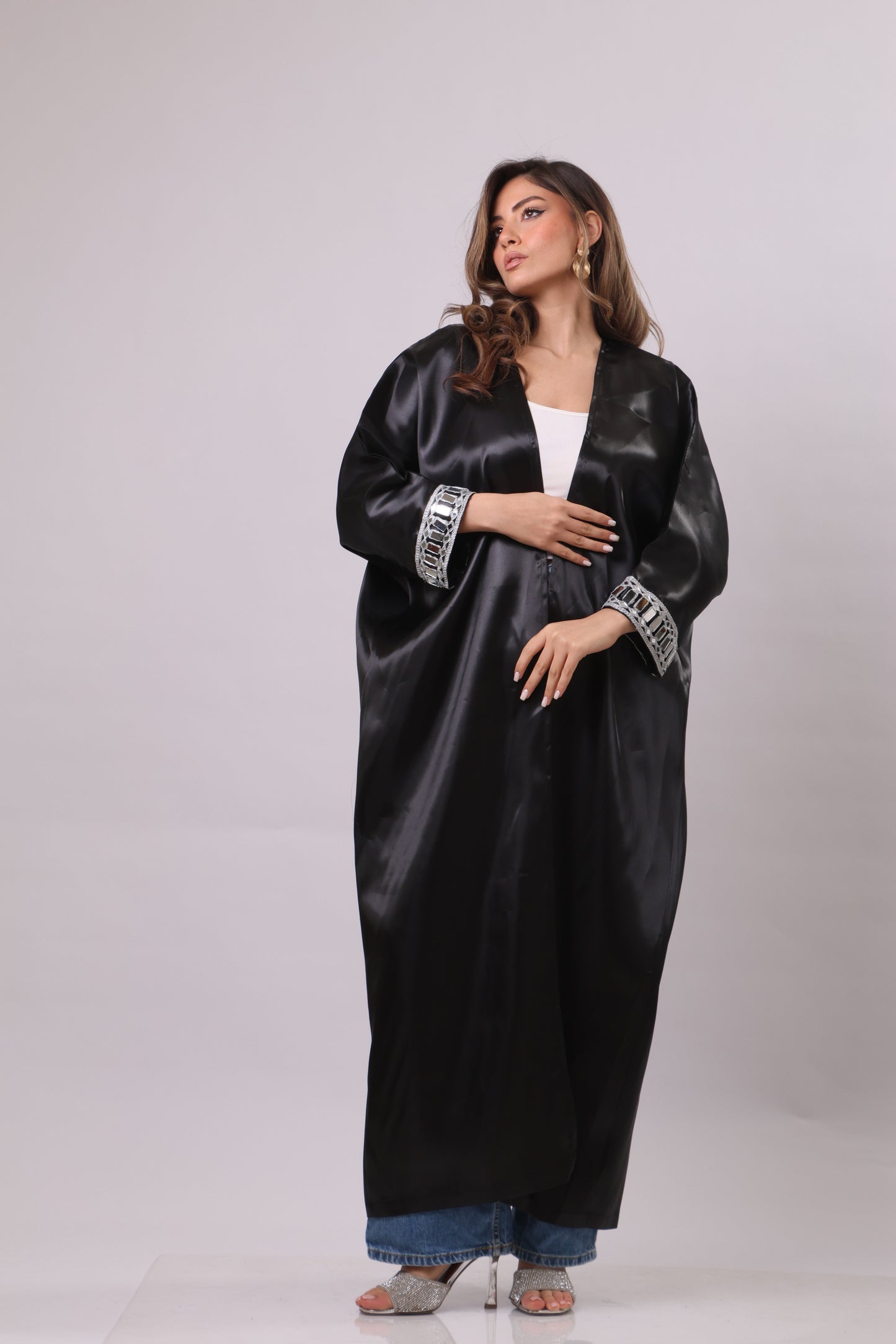 Silver Halo Silk Abaya