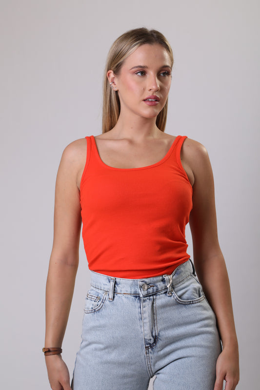 Orange Ribbed Top