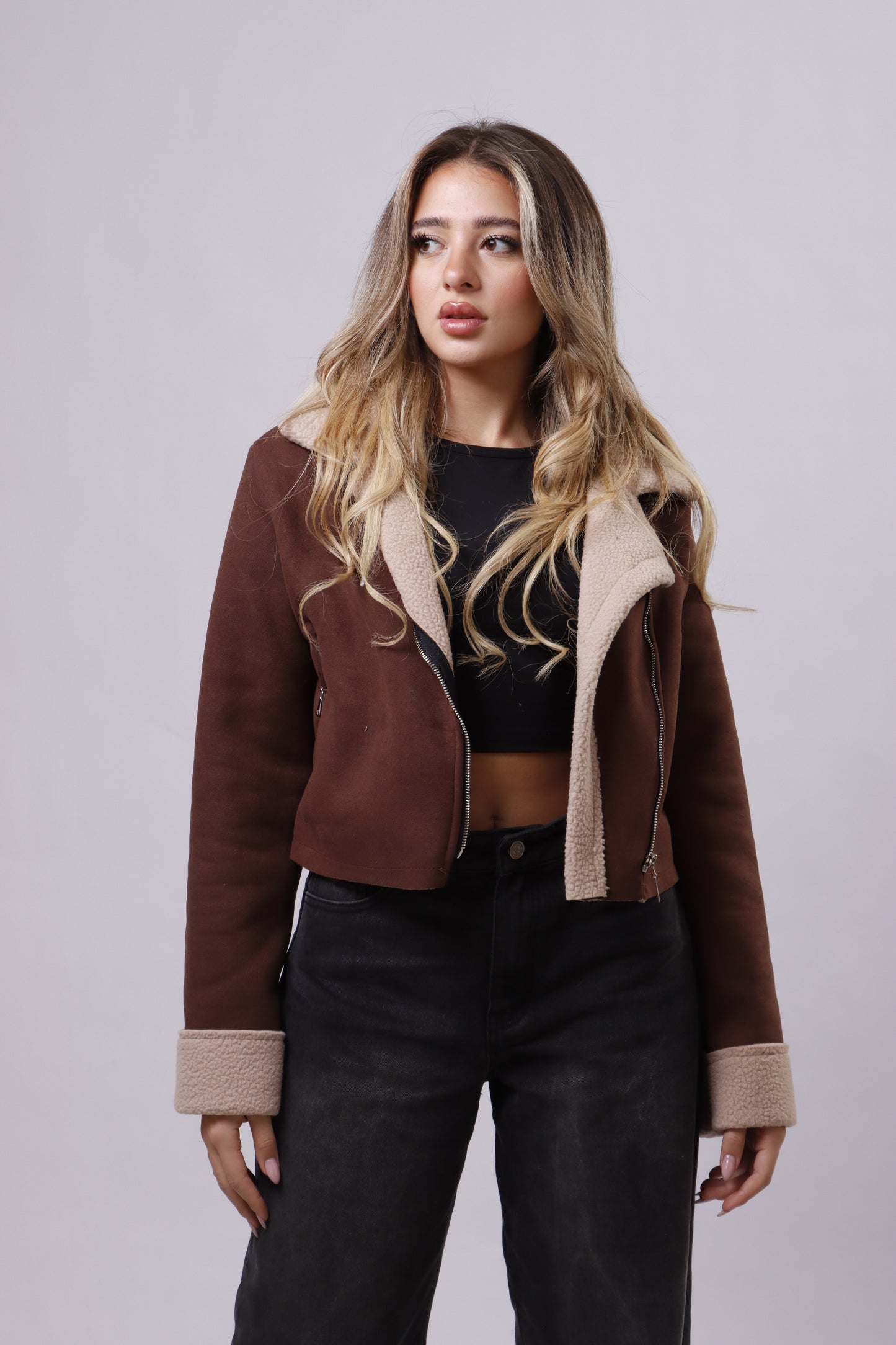 Double Faced Cropped Jacket