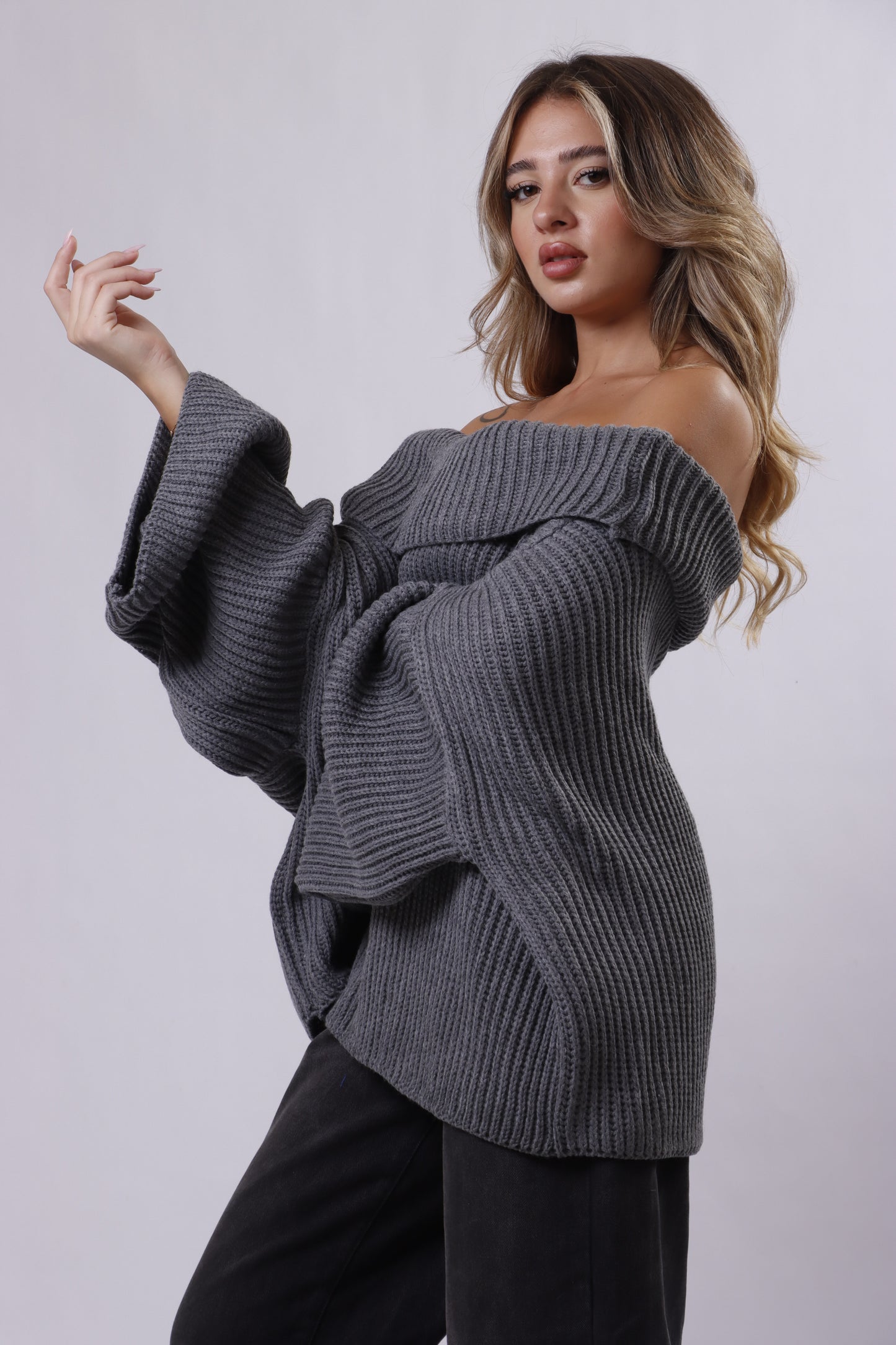 Off Shoulder Wool Top