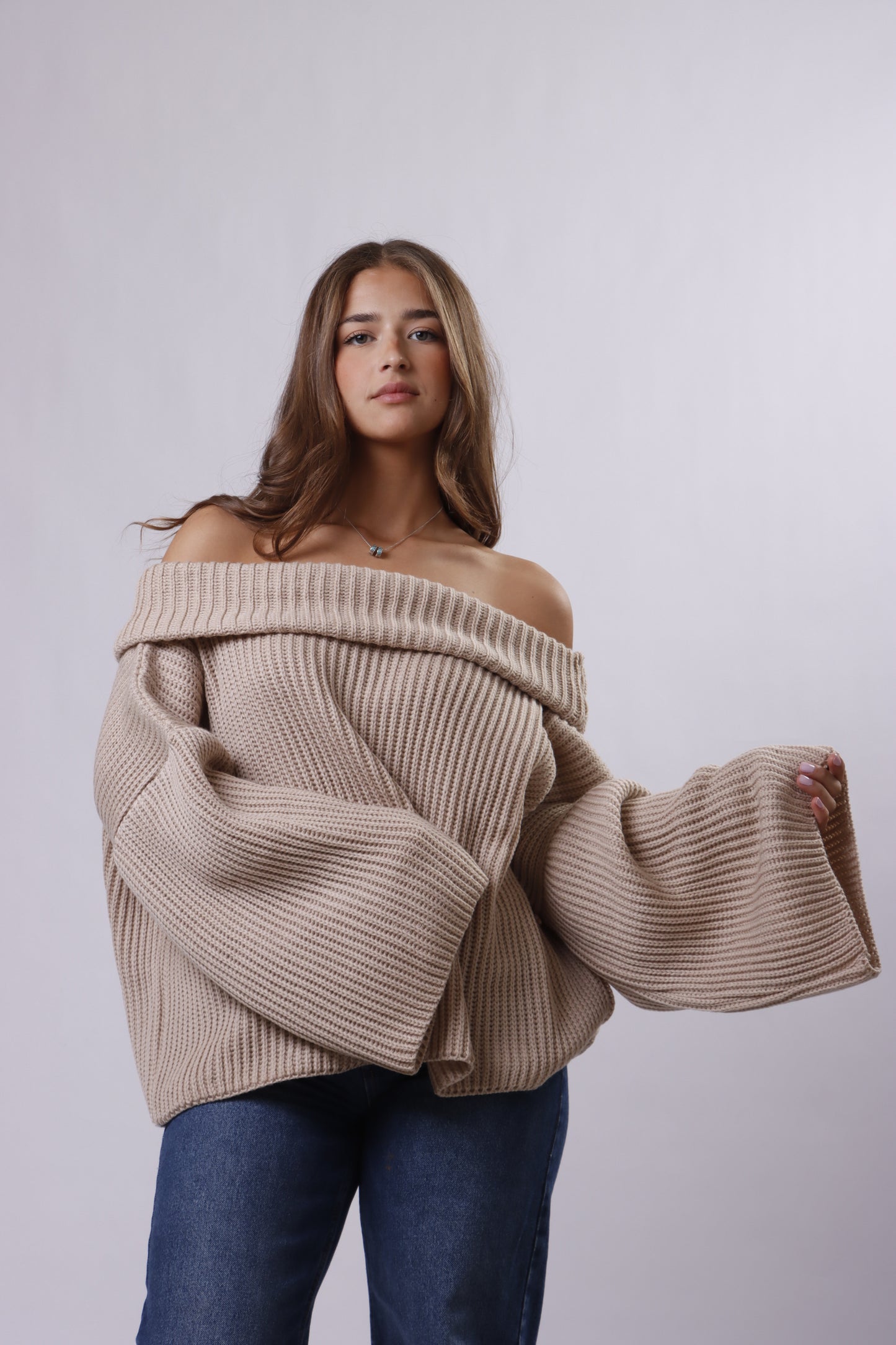 Off Shoulder Wool Top