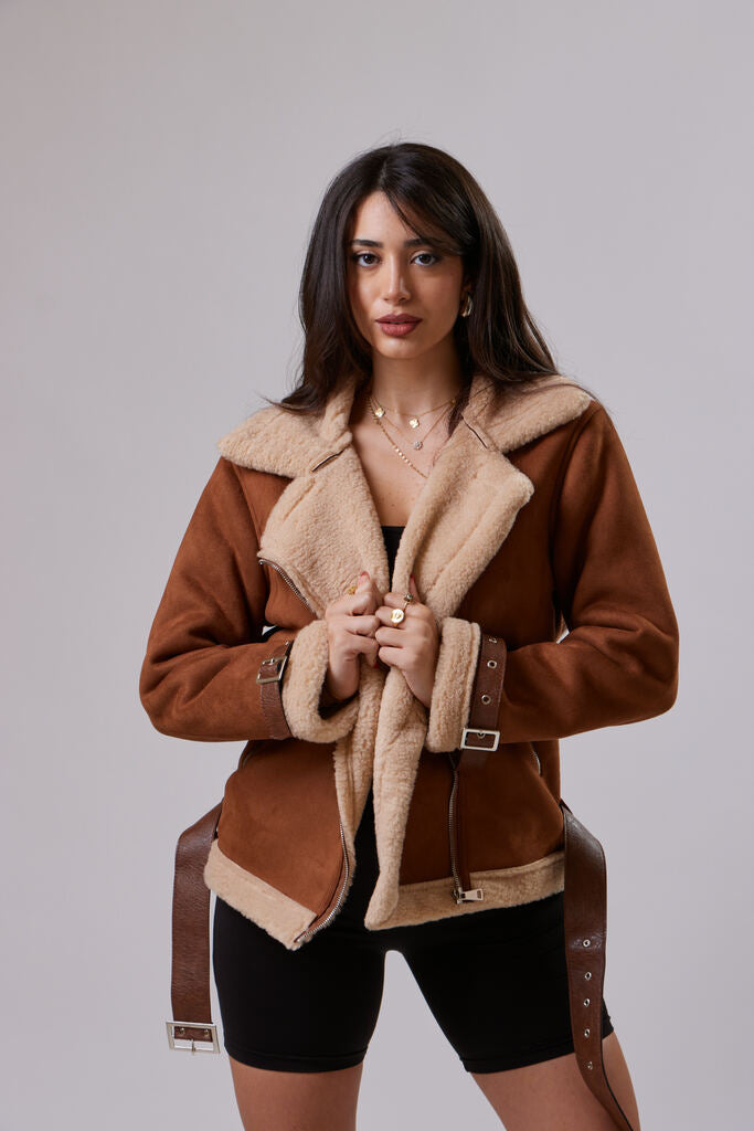 Camel Fur Contrast Jacket