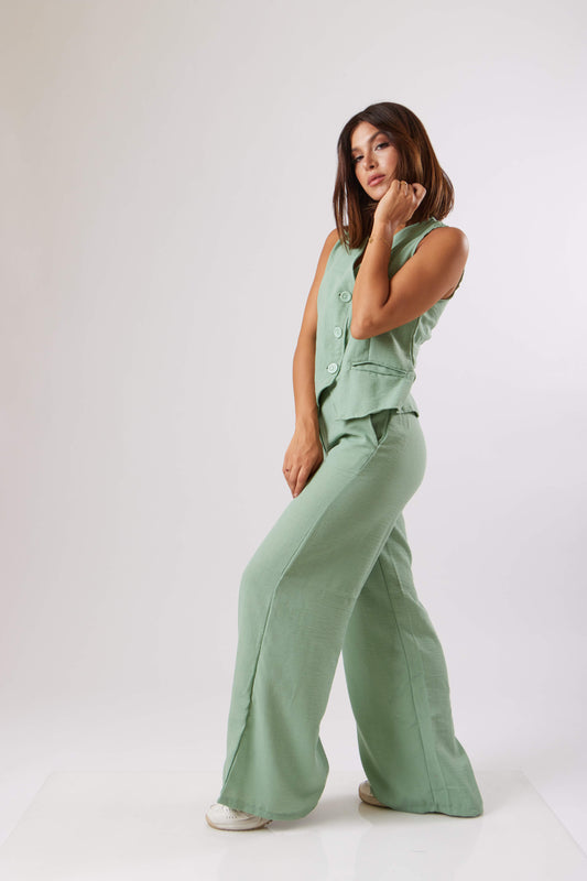 Linen Vest Pants Set