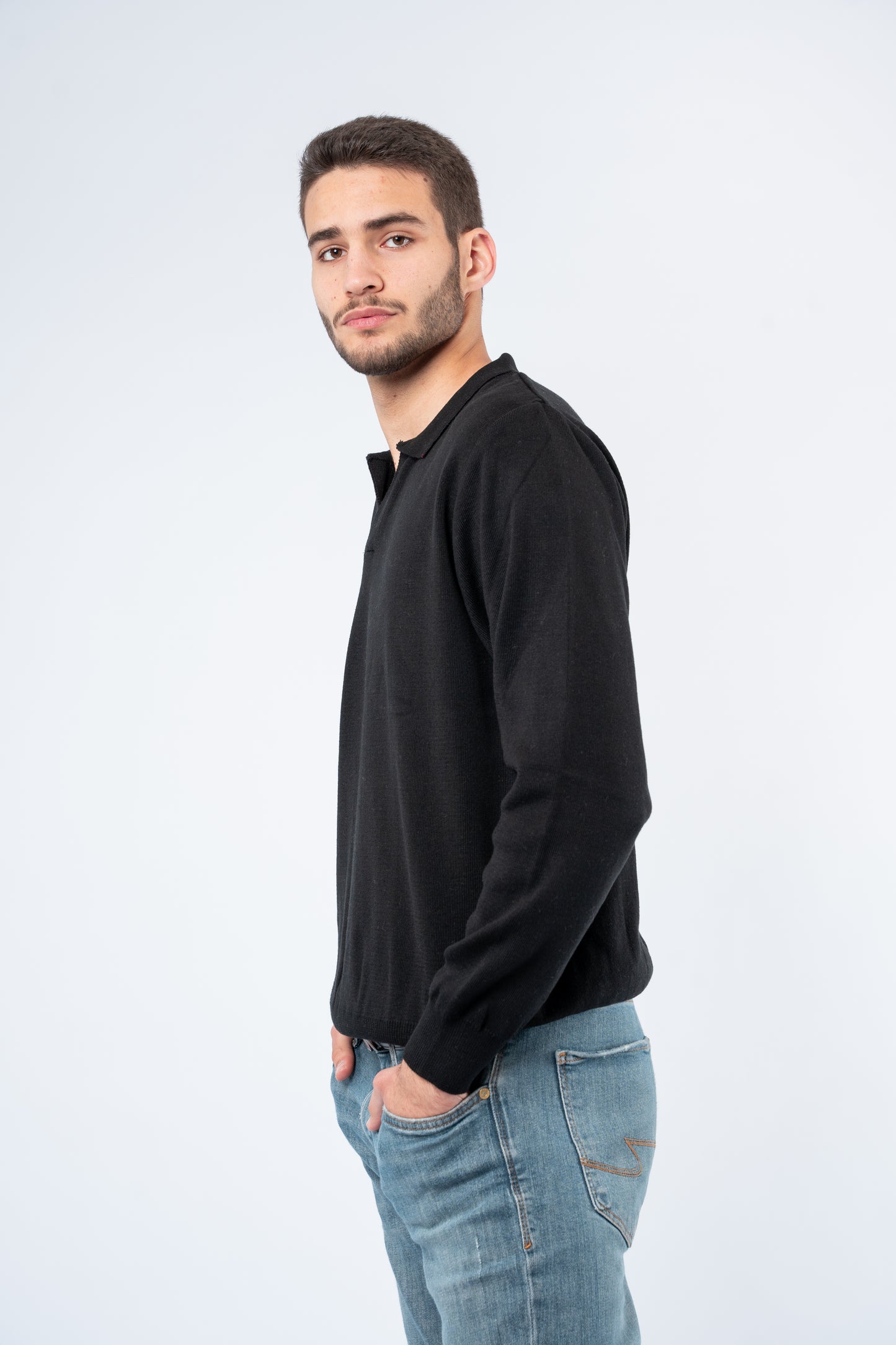 Polo neck wool top